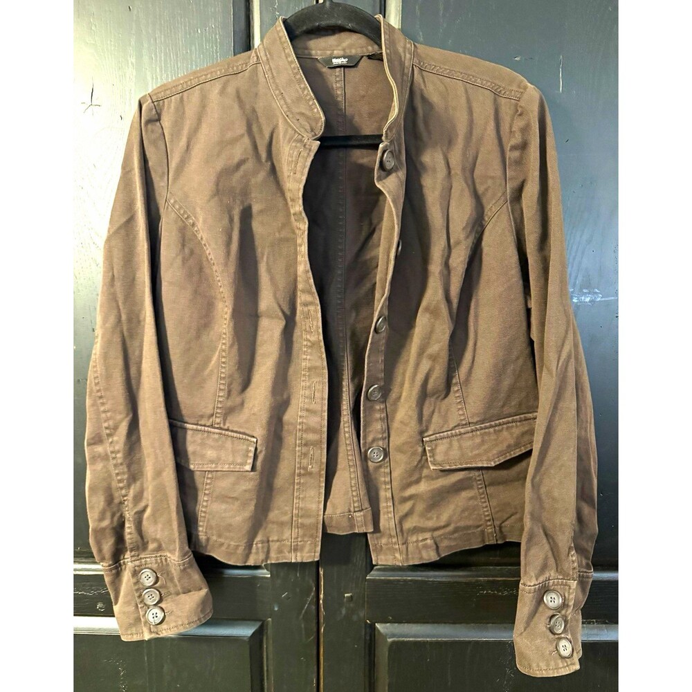 Mossimo Women’s Brown Button Front Short Jacket w/ Pockets Long Sleeve Size L